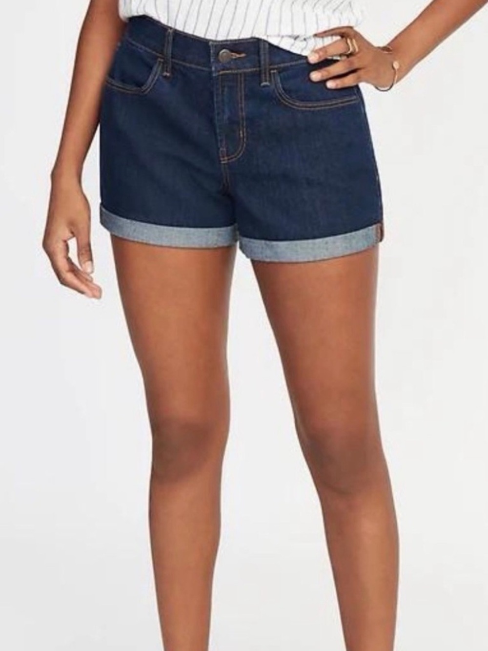 Old Navy Dark Blue Denim Roll-Cuff Women’s Shorts - Size 4